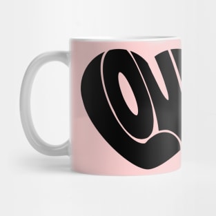 Love word in a heart shape simple cute design for valentines day black Mug